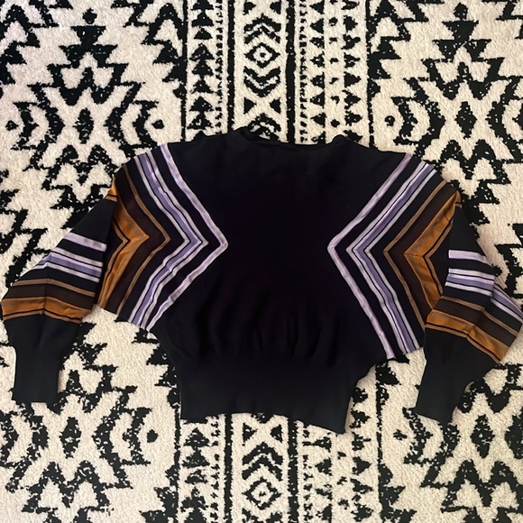 MARNI: Butterfly-Sleeve Striped Knit Pullover Sweater - Picture 2 of 6